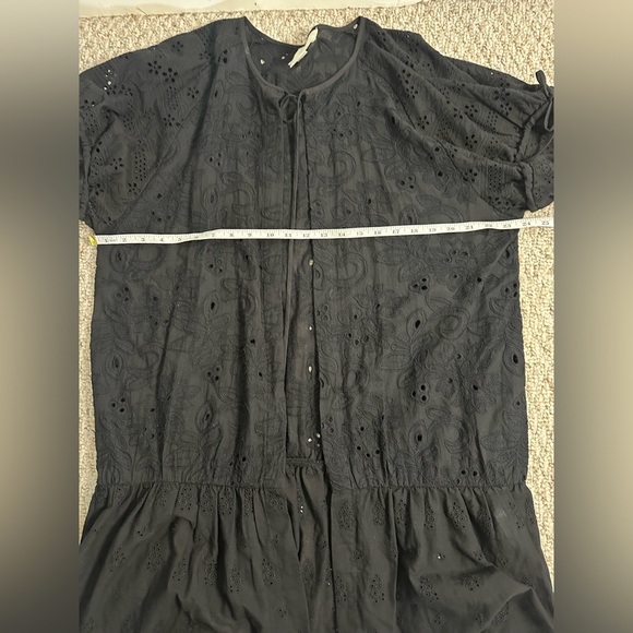 ANTHROPOLOGIE MAEVE Size one size Kimono Eyelet Black Tie Tassels Neck Arm - Picture 11 of 11